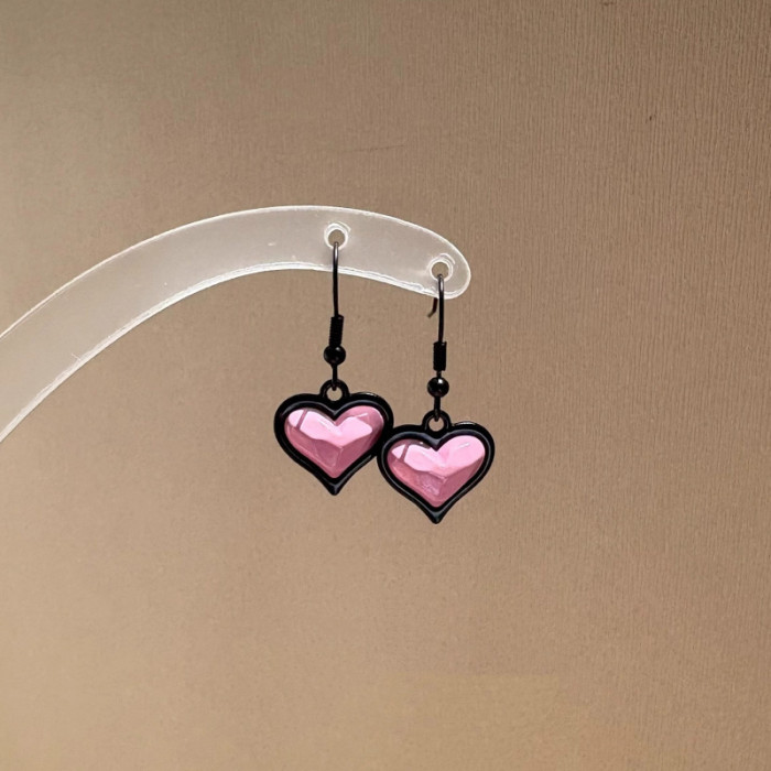 🖤Sweet Cool Black Heart Pendant Earrings | Niche High-End Round Face Party Jewelry