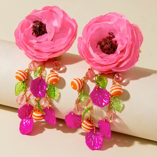 🌸Bohemian Plated Fabric Flower Tassel Earrings | Party Wedding Festival Gift Jewelry