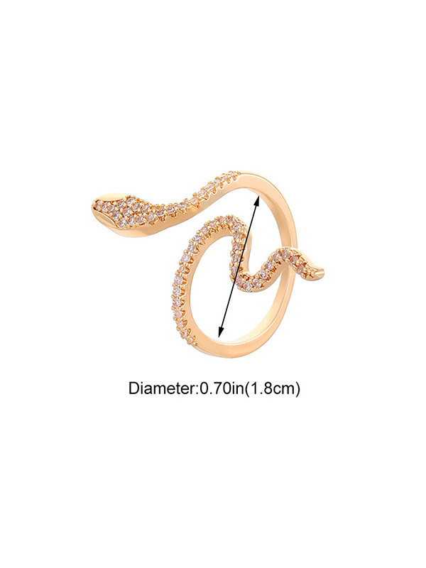 Solid Color Snake Shape Rhinestone Rings Accessories