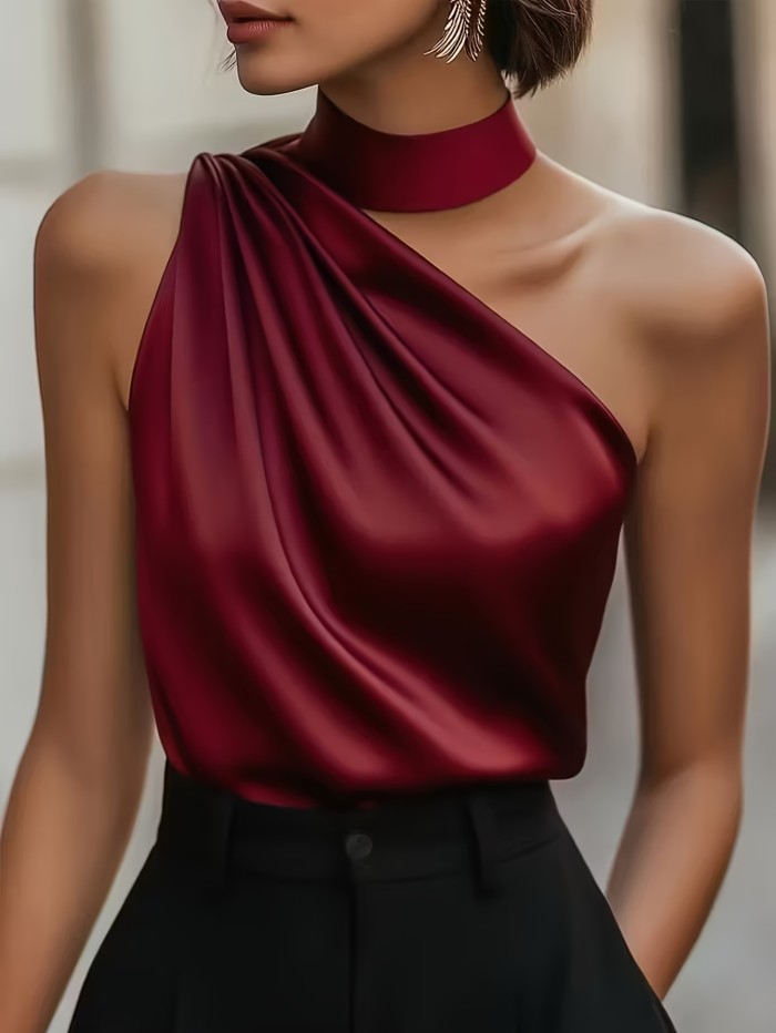 💫Satin Off-The-Shoulder Solid Top | Casual Chic Women’s Blouse