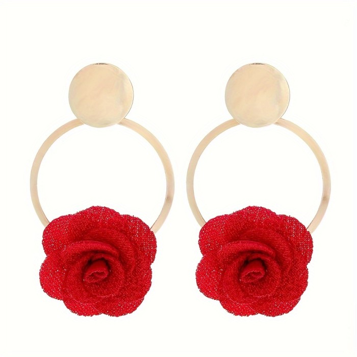 🌸Handcrafted Boho Fabric Flower Earrings | Mixed Color Everyday Wedding Dangles