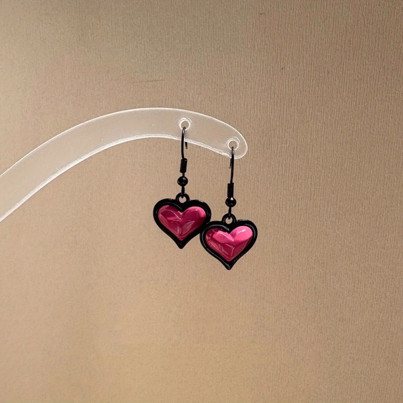 🖤Sweet Cool Black Heart Pendant Earrings | Niche High-End Round Face Party Jewelry