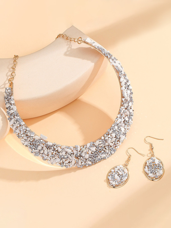 Shiny Rhine Stones Geometric Irregularity Sets Necklaces Accessories Earrings Accessories