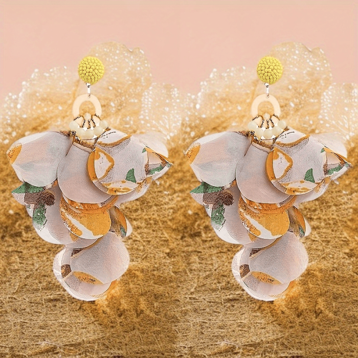 🌸Handmade Boho Fabric Floral Tassel Earrings | Bold Fashion Women’s Jewelry