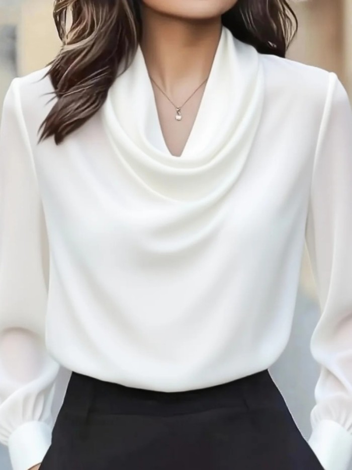 🖤 Solid Swing Collar Long Sleeve Elegant Shirt