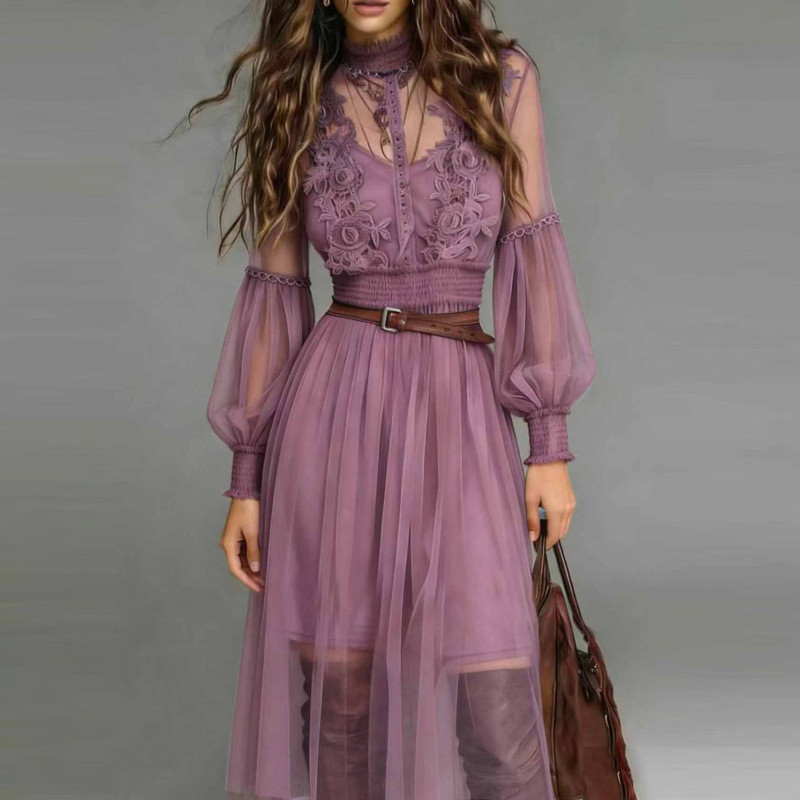 🤍 Elegant Solid Mesh Lace 2-Piece Outfit