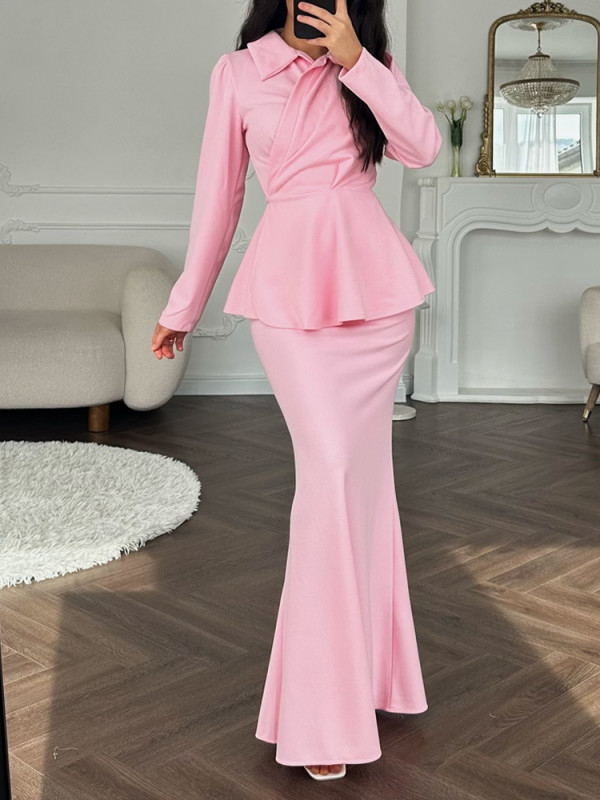 Elegant Lapel 2-Piece Set | Slim Commute Party Outfit