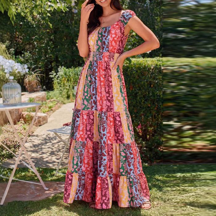 🌸 Vintage Floral Bohemian Halter Dress