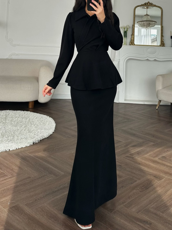 Elegant Lapel 2-Piece Set | Slim Commute Party Outfit