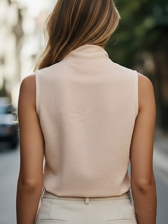 European and American Style Women's Sleeveless Casual Commuter Vest Shirt