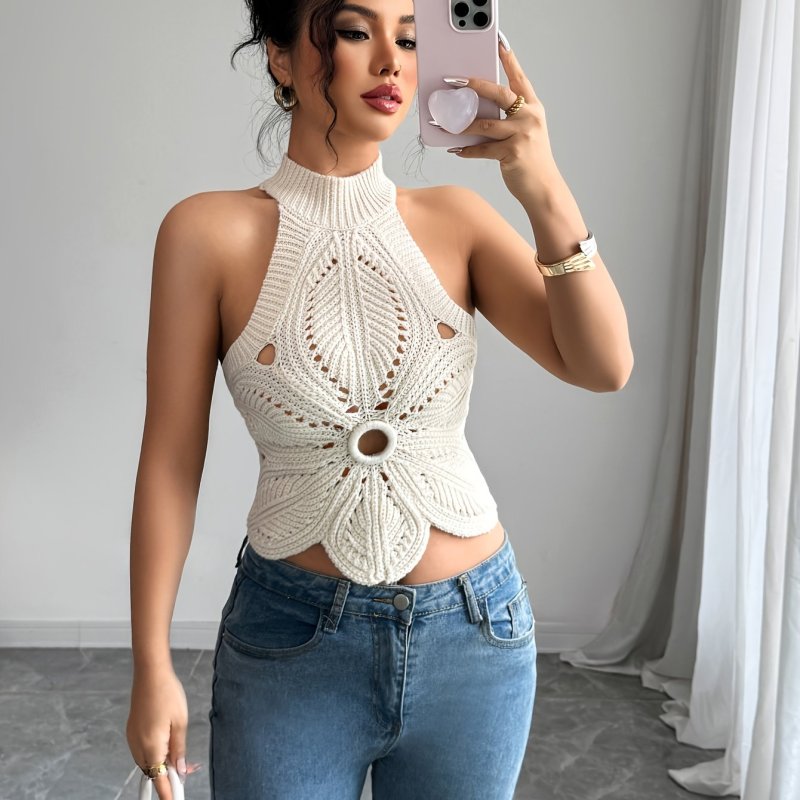 Designated Style - Women'S Elegant Holiday Floral Halter Vest