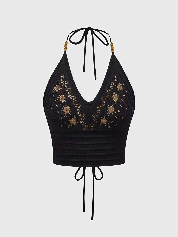 Women's Ethnic Style Textured Design Neck Vest