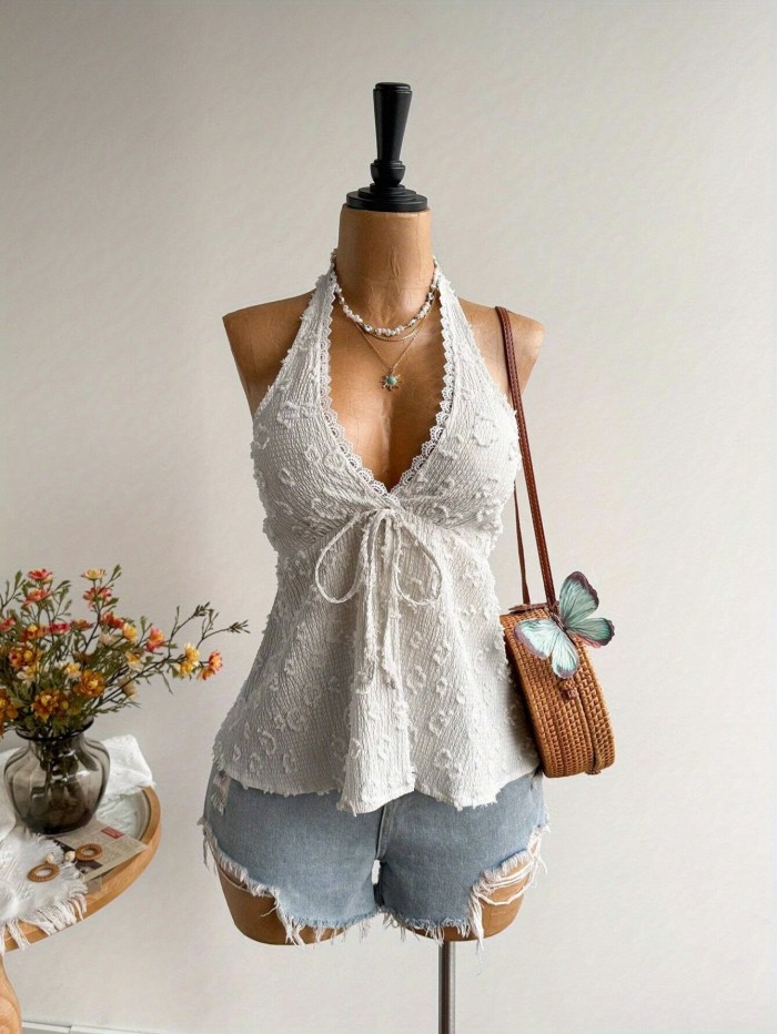 ✨ Women's V-Neck Thin Strap Backless Boho Top | Summer Beach Vacation Tropical Hawaiian Easter Casual Top