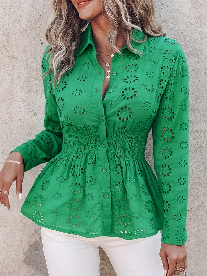Cutout Embroidery Fashion Shirt 8027