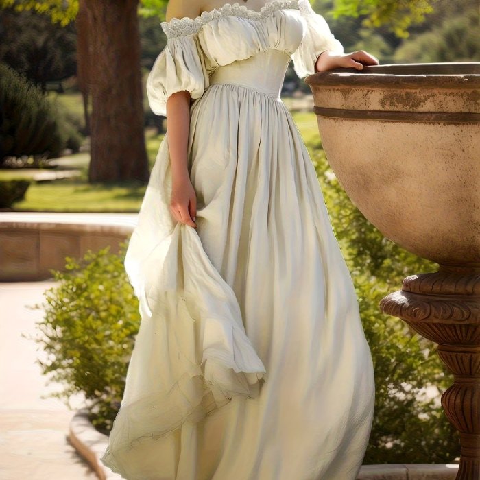 ✨ Elegant Solid Color Bubble Sleeve Dress | Lace Trim Chic & Charming Women’s Dress