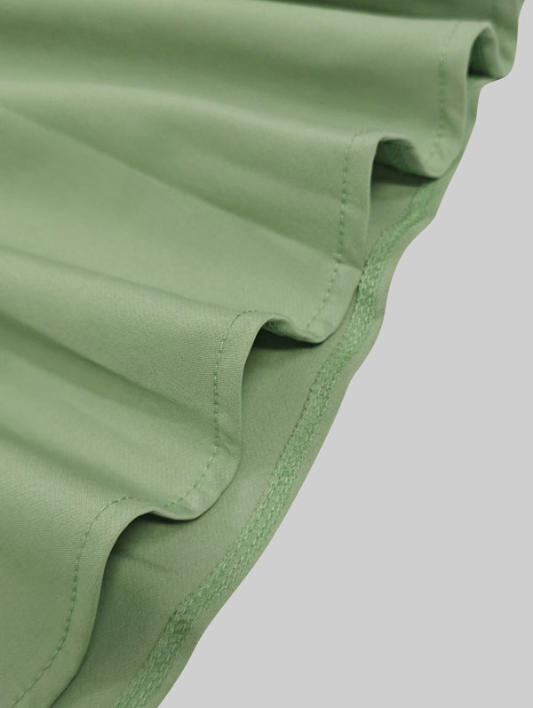 A-Line Long Sleeves Pleated Pockets Solid Color Zipper V-Neck Midi Dresses