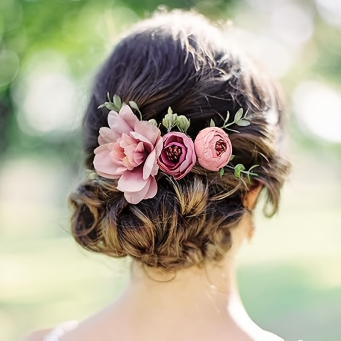A Single Artificial Pink Rose Hair Accessory Is Perfect for Parties, Proms, And Wedding