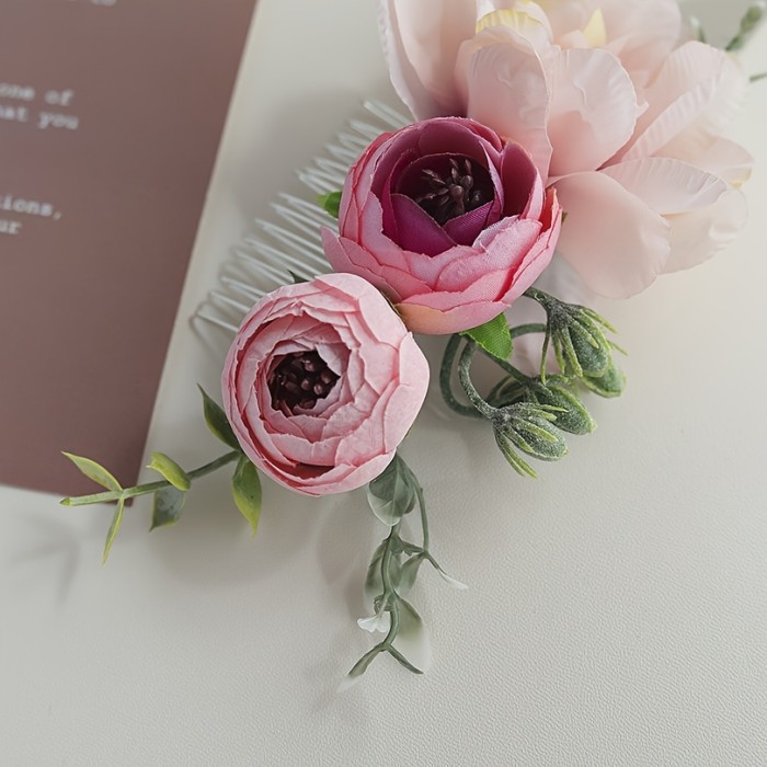 A Single Artificial Pink Rose Hair Accessory Is Perfect for Parties, Proms, And Wedding