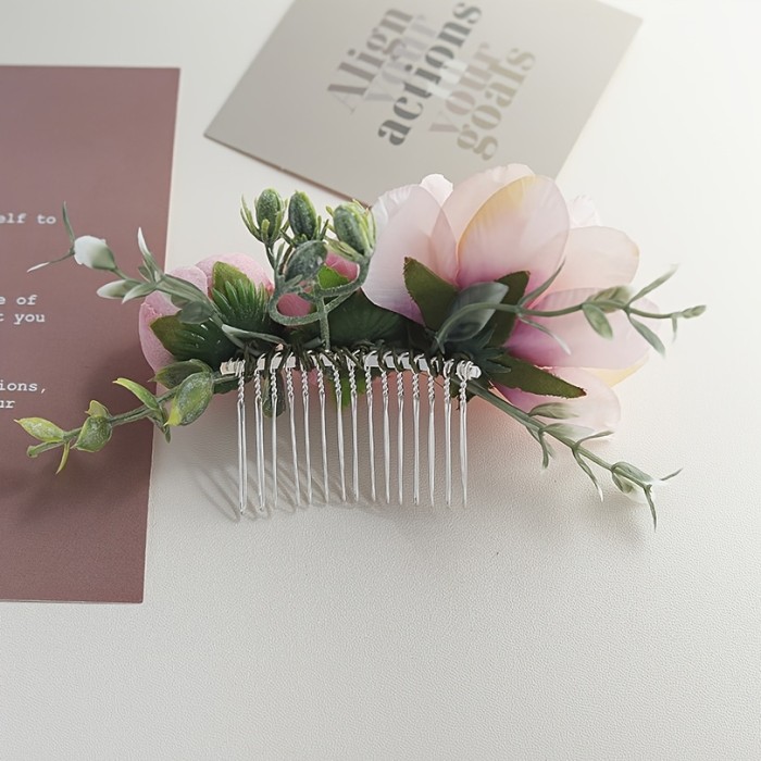 A Single Artificial Pink Rose Hair Accessory Is Perfect for Parties, Proms, And Wedding