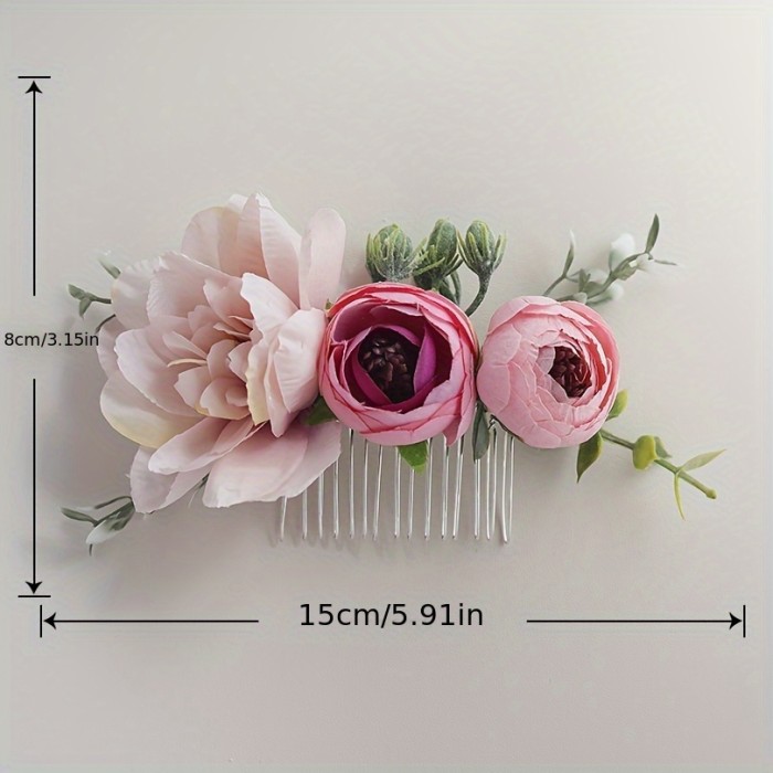 A Single Artificial Pink Rose Hair Accessory Is Perfect for Parties, Proms, And Wedding