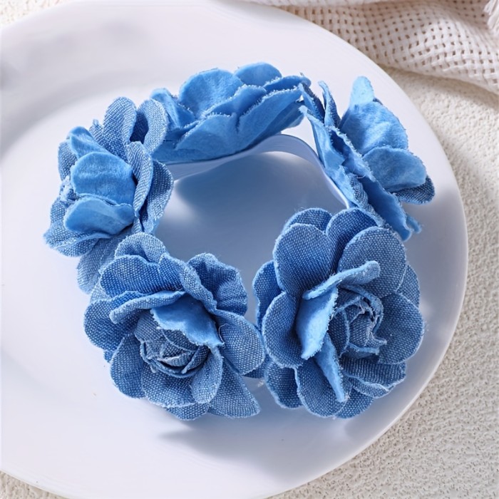 A Vintage And Sweet Flower Hair Tie Suitable for Women And to Style Ponytails Or Buns