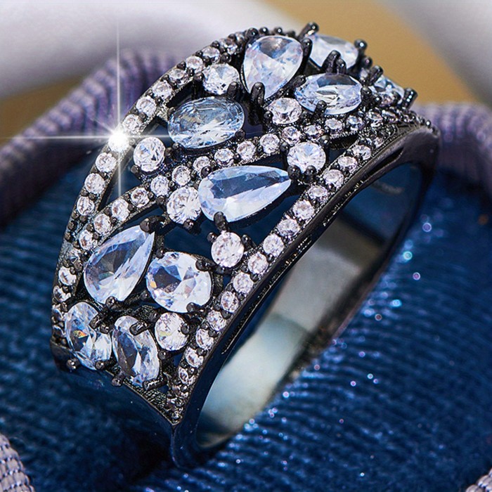 Bohemian Women's Couple Fashion Elegant Glass Synthetic Zirconia Gift Ring
