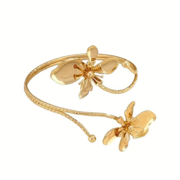 Vintage Floral Wrap Irregular Bangle, Fashionable, Elegant, and High-end