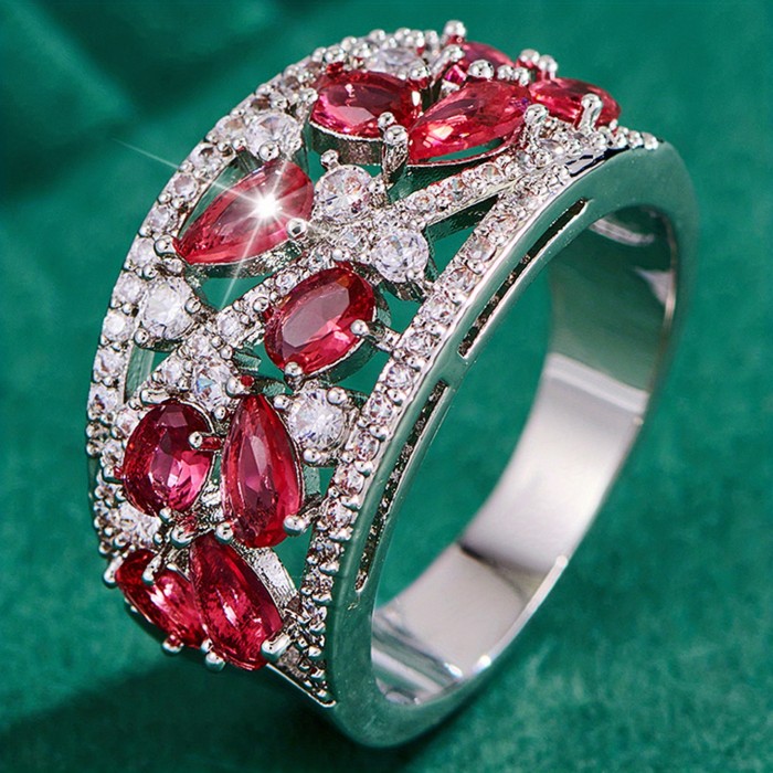 Bohemian Women's Couple Fashion Elegant Glass Synthetic Zirconia Gift Ring