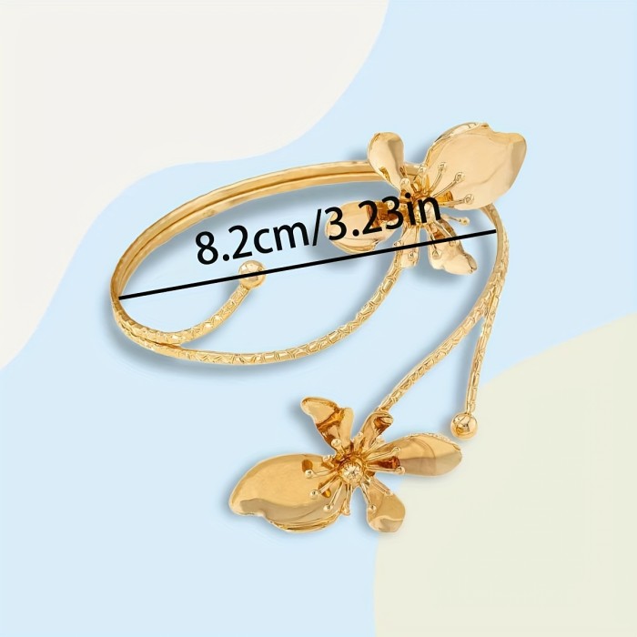 Vintage Floral Wrap Irregular Bangle, Fashionable, Elegant, and High-end