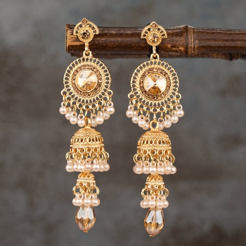 ✨ Vintage Bohemian Long Drop Earrings - Studded with Round Bell Pendants, European & American Style