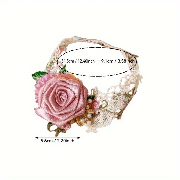 🌹 Sweet Fabric Rose Flower Necklace - Niche Romantic High-End Women's Necklace