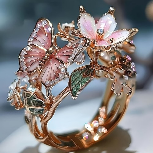 🦋 Butterfly Flower Open Ring