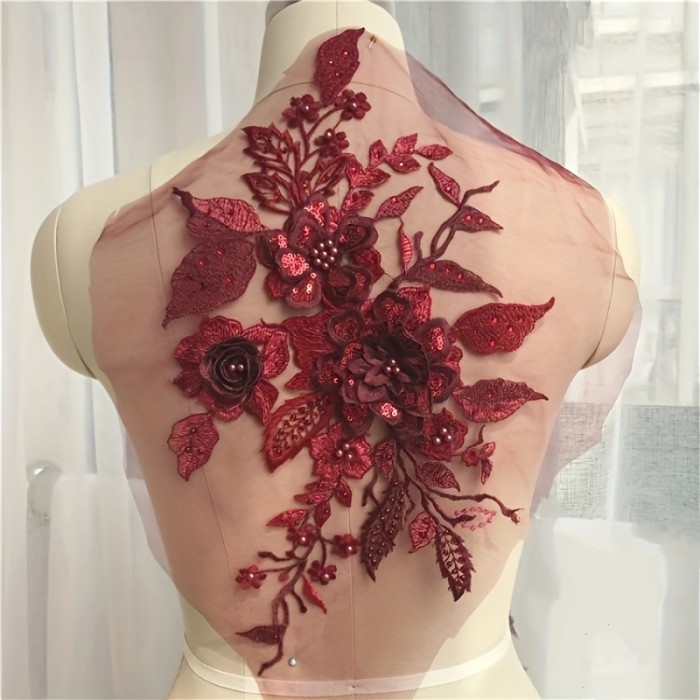 🪡 3D Mesh Embroidered Lace Flower Patch