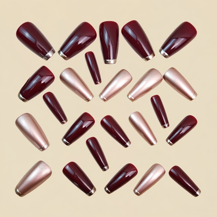 🖤 Red Gold Gothic French Press-On Nails