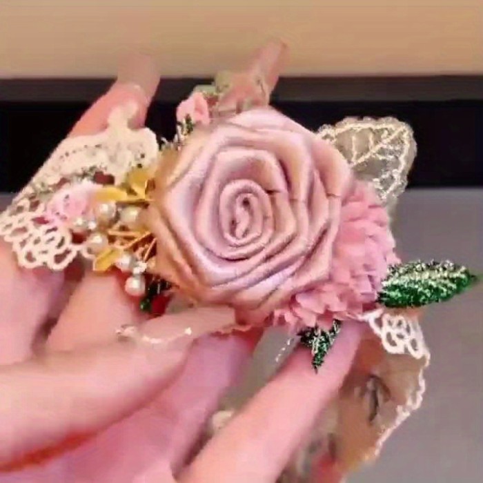 🌹 Sweet Fabric Rose Flower Necklace - Niche Romantic High-End Women's Necklace