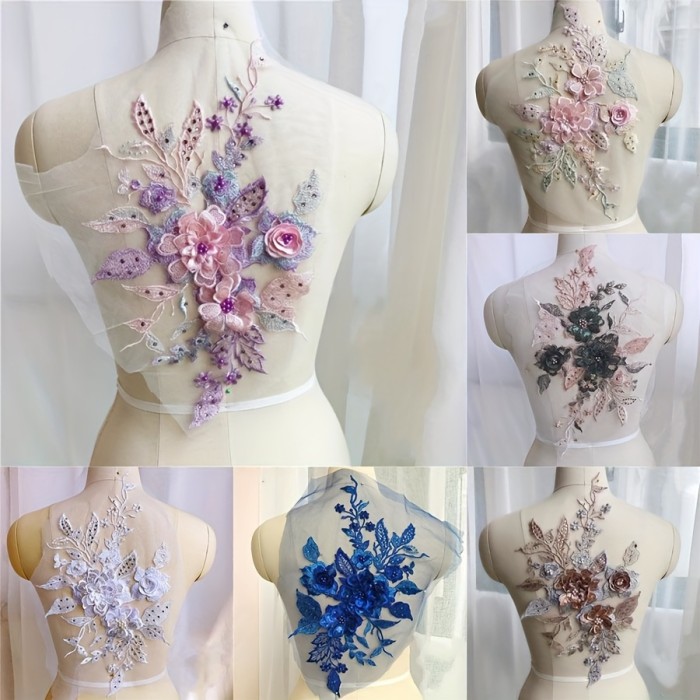 🪡 3D Mesh Embroidered Lace Flower Patch