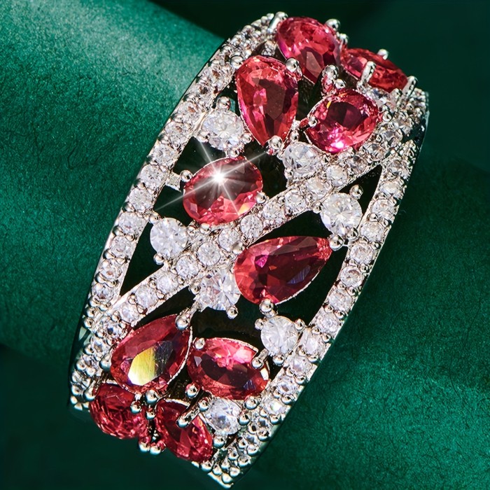 Bohemian Women's Couple Fashion Elegant Glass Synthetic Zirconia Gift Ring