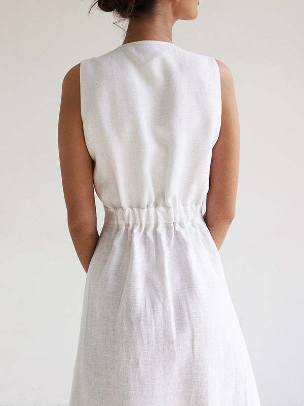 Loose Sleeveless Split-Joint V-Neck Maxi Dresses
