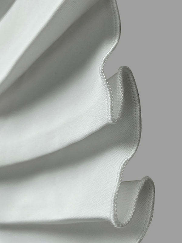 Flared Sleeves Half Sleeves Pleated Split-Joint Round-Neck Midi Dresses