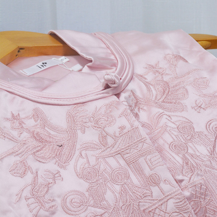 🖤 Vintage New Chinese Pink Embroidery Stand Collar Layered Vest Top