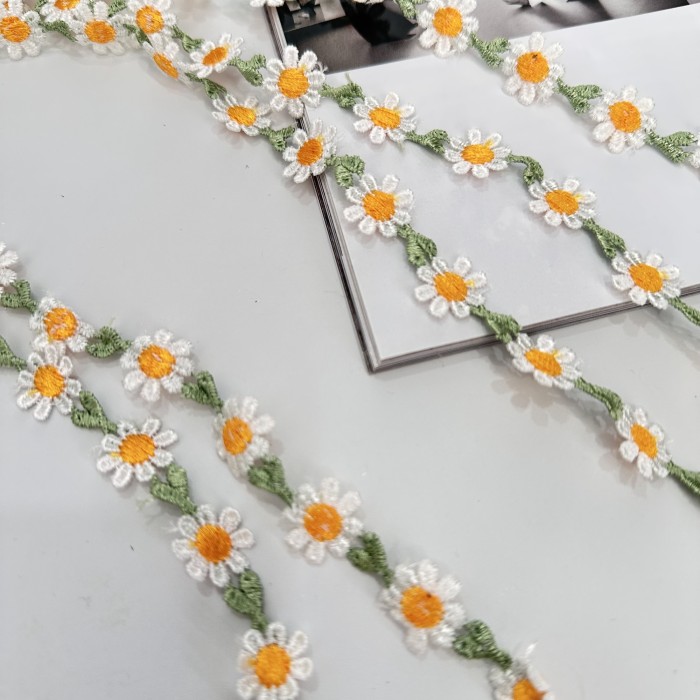 ✨ Water-Soluble Embroidered Lace Sunflower Plum Blossom 180cm/270cm Clothing Home Decor 🌸