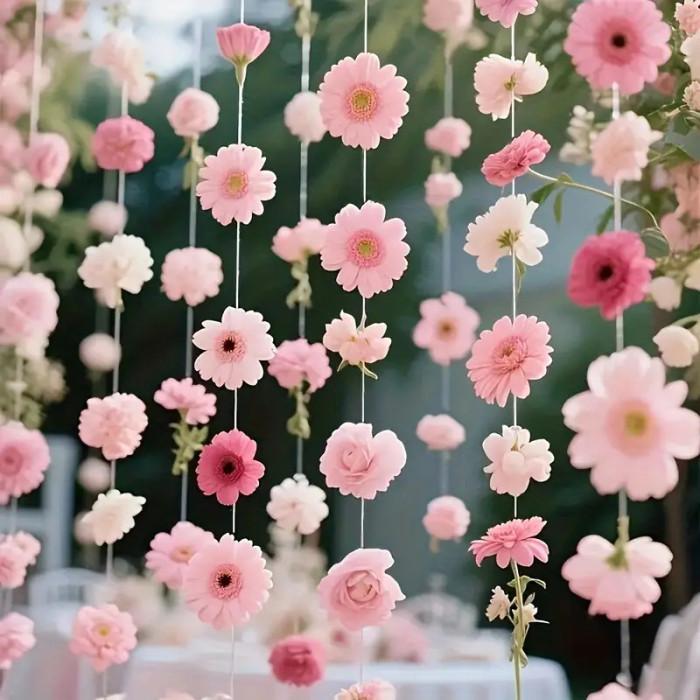 ✨ 112Pcs Pink Floating Flowers DIY Hanging Set Wedding Spring Christmas Decor 🌸