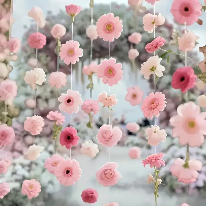 ✨ 112Pcs Pink Floating Flowers DIY Hanging Set Wedding Spring Christmas Decor 🌸