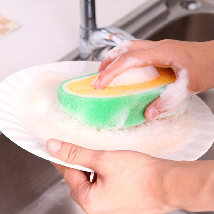 4pcs Fruit Pattern Thickened Sponge Scouring Pad, Multi-Functional Cleaning Dishwashing Sponges