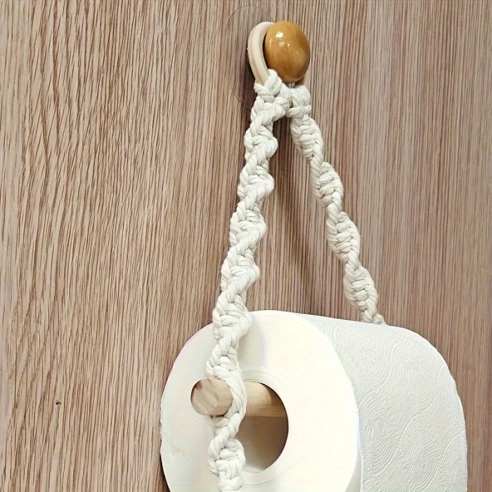 A Bohemian-Style Wall-Mounted Paper And Towel Rack, Suitable for Tissue Storage And Home Decor, As Well As a Container for Storing Toilet Paper