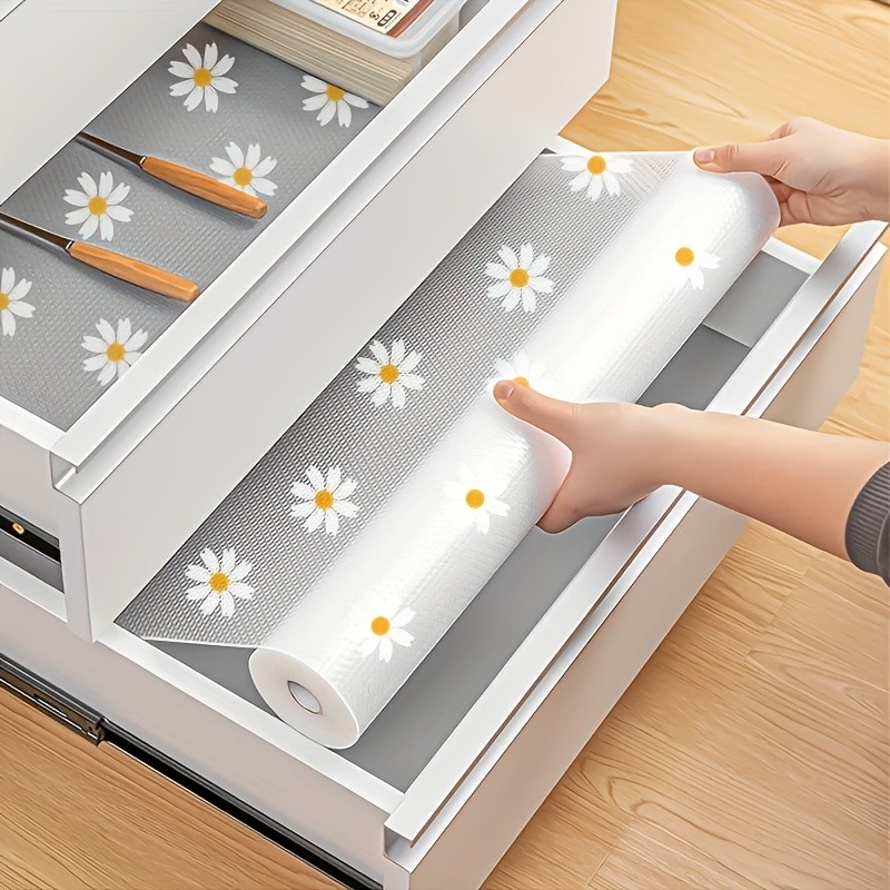 ✨ Daisy Waterproof Non-Slip Cabinet Shelf Liner Roll Kitchen Drawer Fridge Mat 🌸
