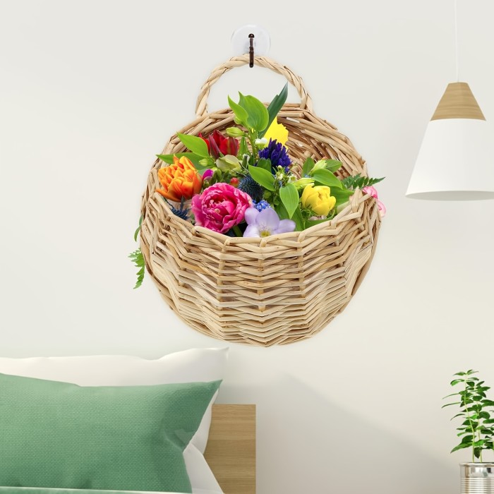 ✨ 1/2pcs Woven Wall Hanging Flower Basket with Handle Wedding Party Home Garden Plant Decor 🧺