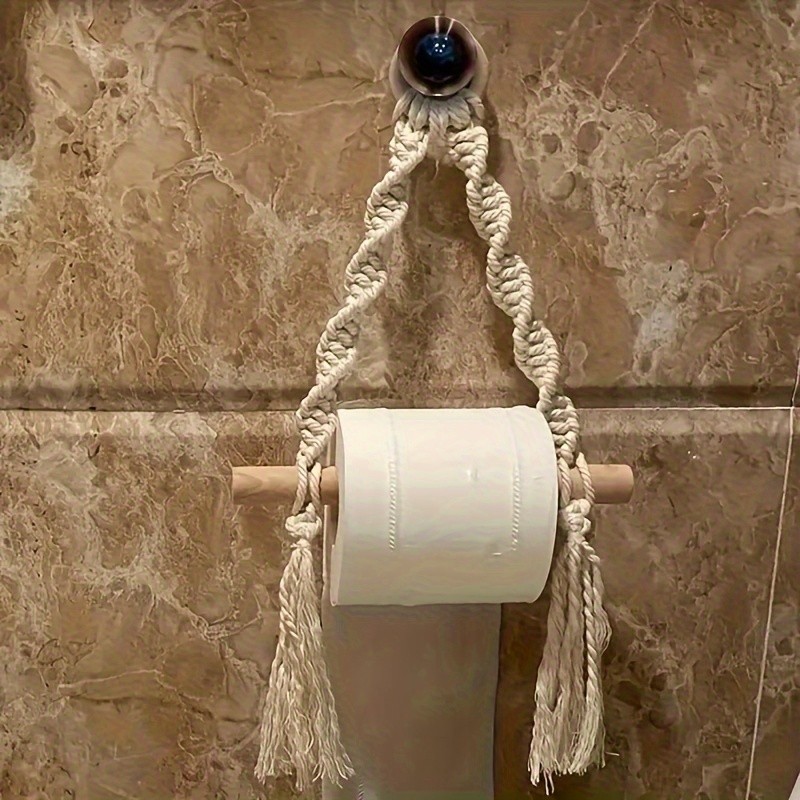A Bohemian-Style Wall-Mounted Paper And Towel Rack, Suitable for Tissue Storage And Home Decor, As Well As a Container for Storing Toilet Paper