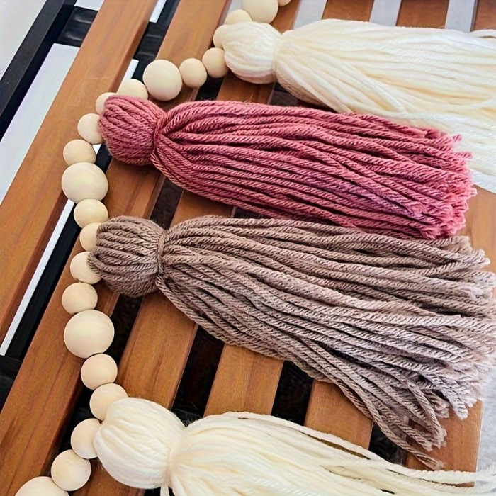Pink Tassel Garland Decoration Bohemian Style Wall Hanging Tassel for Spring Birthday Classroom Office Bedroom Dormitory Graduation Party Wedding Decoration