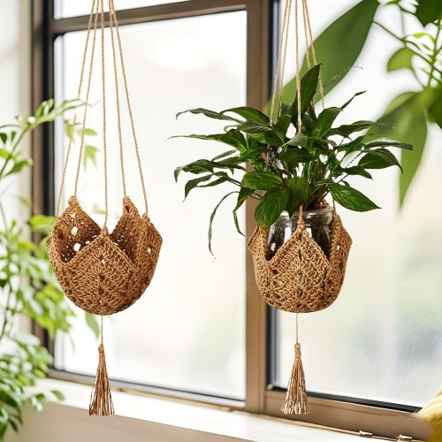 ✨ Boho Macrame Jute Hanging Planter Long Plant Hanger Indoor Outdoor Garden Home Decor 🌿